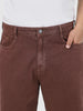 Plus Men's Brown Loose Fit Washed Jeans Non-Stretchable