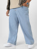 Plus Men's Ice Blue Loose Fit Washed Jeans Non-Stretchable