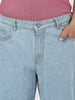 Plus Men's Ice Blue Loose Fit Washed Jeans Non-Stretchable