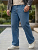 Plus Men's Light Blue Loose Fit Washed Jeans Non-Stretchable