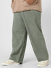 Plus Men's Olive Green Loose Fit Washed Jeans Non-Stretchable