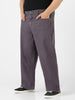 Plus Men's Purple Loose Fit Washed Jeans Non-Stretchable