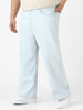 Plus Men's Light Grey Loose Fit Washed Jeans Non-Stretchable