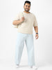 Plus Men's Light Grey Loose Fit Washed Jeans Non-Stretchable
