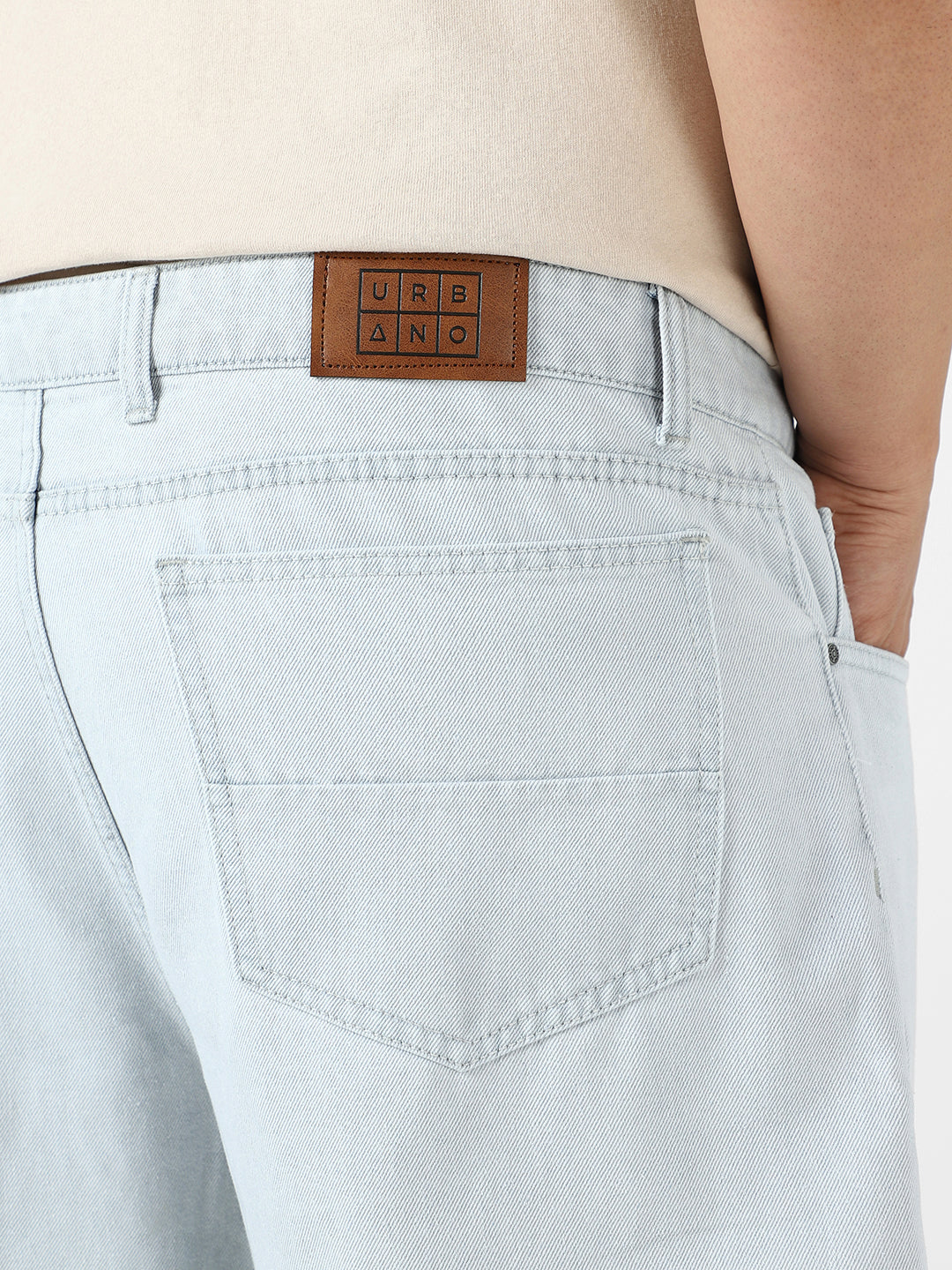 Plus Men's Light Grey Loose Fit Washed Jeans Non-Stretchable