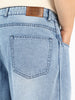 Plus Men's Ice Blue Loose Baggy Fit Cut and Sew Panelled Jeans Non-Stretchable