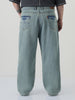 Plus Men's Ice Blue Loose Baggy Fit Washed Jeans Non-Stretchable