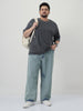Plus Men's Ice Blue Loose Baggy Fit Washed Jeans Non-Stretchable