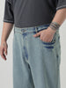 Plus Men's Ice Blue Loose Baggy Fit Washed Jeans Non-Stretchable