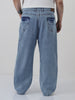 Plus Men's Light Blue  Loose Baggy Fit Washed Jeans Non-Stretchable