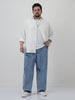 Plus Men's Light Blue  Loose Baggy Fit Washed Jeans Non-Stretchable