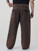 Plus Men's Light Brown Loose Baggy Fit Washed Jeans Non-Stretchable
