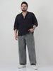 Plus Men's Light Grey Loose Baggy Fit Washed Jeans Non-Stretchable