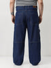 Plus Men's Blue Loose Baggy Fit Washed Cargo Jeans with 6 Pockets Non-Stretchable
