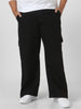 Plus Men's Black Loose Fit Cargo Jeans with 6 Pockets Non-Stretchable