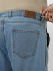 Plus Men's Ice Blue Loose Fit Cargo Jeans with 6 Pockets Non-Stretchable