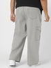 Plus Men's Ice Grey Loose Fit Cargo Jeans with 6 Pockets Non-Stretchable