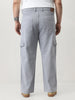 Plus Men's Ice Grey Loose Fit Cargo Jeans with 6 Pockets Non-Stretchable