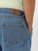 Plus Men's Light Blue Loose Fit Cargo Jeans with 6 Pockets Non-Stretchable