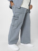 Plus Men's Light Grey Loose Fit Cargo Jeans with 6 Pockets Non-Stretchable