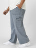 Plus Men's Light Grey Loose Fit Cargo Jeans with 6 Pockets Non-Stretchable