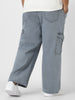 Plus Men's Light Grey Loose Fit Cargo Jeans with 6 Pockets Non-Stretchable