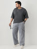 Plus Men's Light Grey Loose Fit Cargo Jeans with 6 Pockets Non-Stretchable