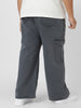 Plus Men's Grey Loose Fit Cargo Jeans with 6 Pockets Non-Stretchable