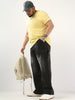 Plus Men's Black Loose Fit Cargo Carpenter Jeans With 6 Pockets Non-Stretchable