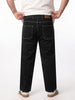 Plus Men's Black Loose Baggy Fit Washed Denim Jeans Non-Stretchable