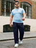 Plus Men's Dark Blue Loose Baggy Fit Washed Denim Jeans Non-Stretchable