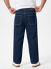 Plus Men's Blue Loose Baggy Fit Washed Denim Jeans Non-Stretchable