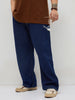 Plus Men's Dark Blue Loose Baggy Fit Raw Washed Denim Jeans Non-Stretchable