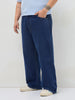 Plus Men's Blue Loose Baggy Fit Raw Washed Denim Jeans Non-Stretchable