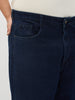 Plus Men's Dark Blue Loose Baggy Fit Raw Washed Denim Jeans Non-Stretchable