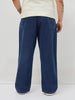Plus Men's Blue Loose Baggy Fit Raw Washed Denim Jeans Non-Stretchable