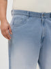 Plus Men's Ice Blue Loose Baggy Fit Heavy Washed Faded Denim Jeans Non-Stretchable