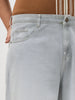 Plus Men's Ice Grey Loose Baggy Fit Heavy Washed Faded Denim Jeans Non-Stretchable