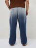 Plus Men's Blue Loose Baggy Fit Heavy Washed Faded Denim Jeans Non-Stretchable
