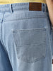 Plus Men's Ice Blue Loose Baggy Fit Washed Jeans Non-Stretchable