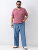 Plus Men's Light Blue Loose Baggy Fit Washed Jeans Non-Stretchable