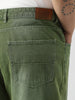 Plus Men's Olive Loose Baggy Fit Washed Jeans Non-Stretchable