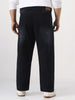 Plus Men's Black Loose Baggy Fit Washed Denim Jeans Non-Stretchable