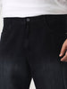 Plus Men's Black Loose Baggy Fit Washed Denim Jeans Non-Stretchable