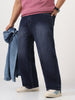 Plus Men's Dark Blue Loose Baggy Fit Washed Denim Jeans Non-Stretchable