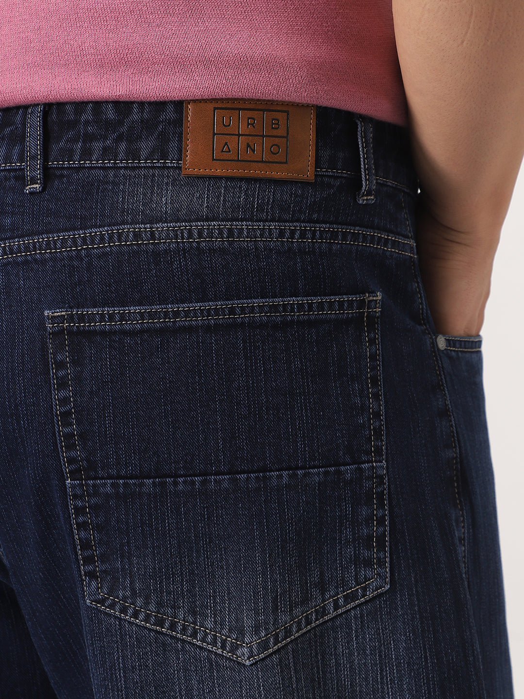 Plus Men's Dark Blue Loose Baggy Fit Washed Denim Jeans Non-Stretchable