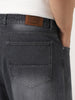 Plus Men's Dark Grey Loose Baggy Fit Washed Denim Jeans Non-Stretchable