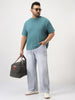 Plus Men's Ice Grey Loose Baggy Fit Washed Denim Jeans Non-Stretchable