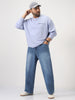 Plus Men's Light Blue Loose Baggy Fit Washed Denim Jeans Non-Stretchable