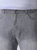 Plus Men's Light Grey Loose Baggy Fit Washed Denim Jeans Non-Stretchable